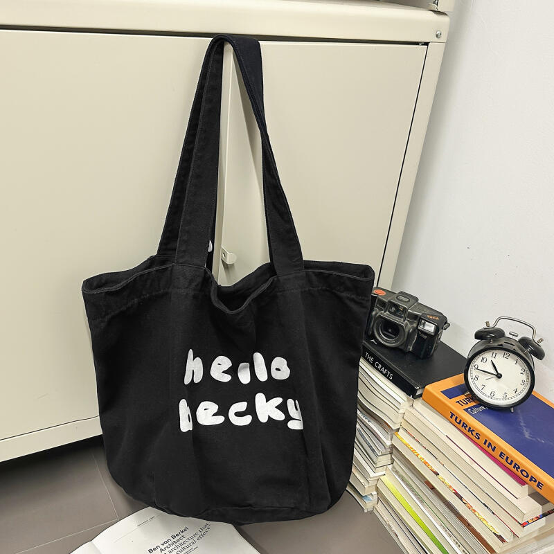 Canvas Shoulder Bag Large Capacity Letter Tote Bag Commuter Shopping Bag Women's Bag