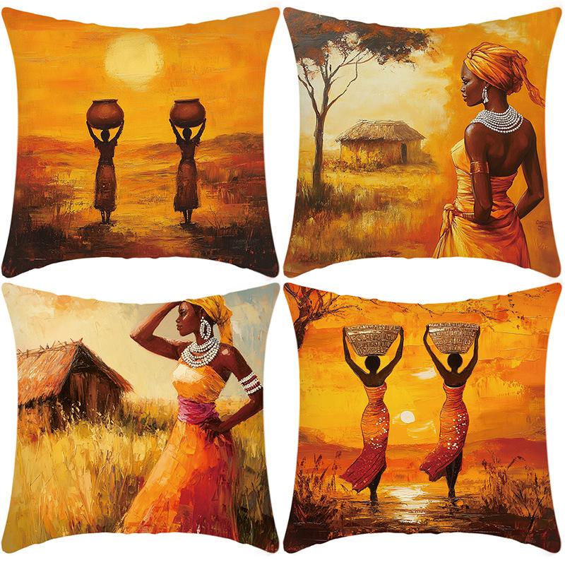 Wildlife Forest Pillowcase, Short Plush Linen Printed Cushion Pillowcase with Wild Animal Pattern