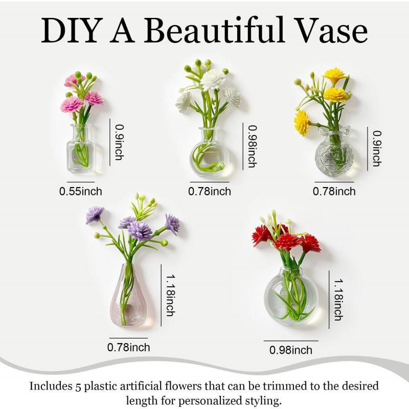 Mini Magnetic Flower Vase Fridge Magnet DIY Craft Glass Bottle Whisker Collection Bottle Home Decor