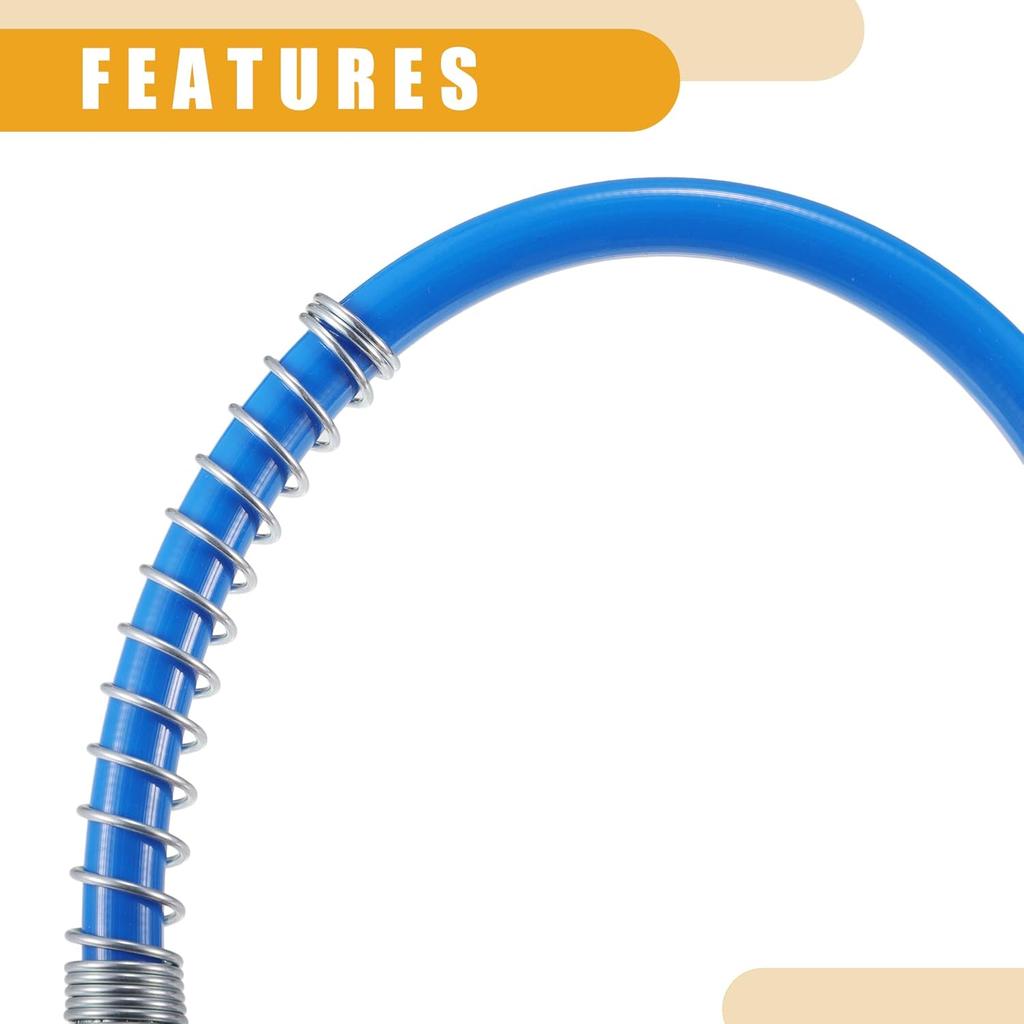 1Pc 37 Inch Universal 1/8" NPT Grease Gun Flex Hose - Trailer Flex Grease Hose Extension Non-Slip - Metal Blue