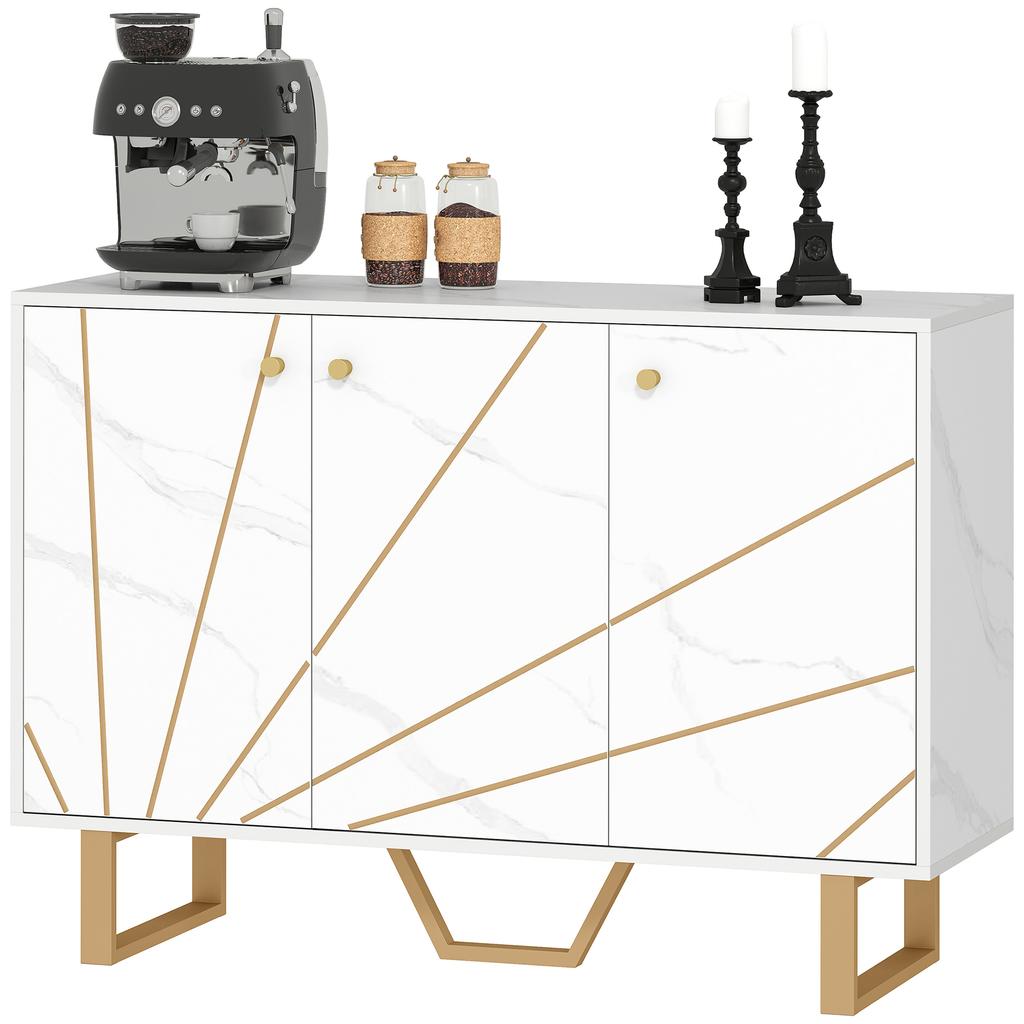 Sideboard Storage Cabinet, Modern Storage Cupboard with Adjustable Shelves and Metal Legs for Living Room, Kitchen, Dining Room, Entryway