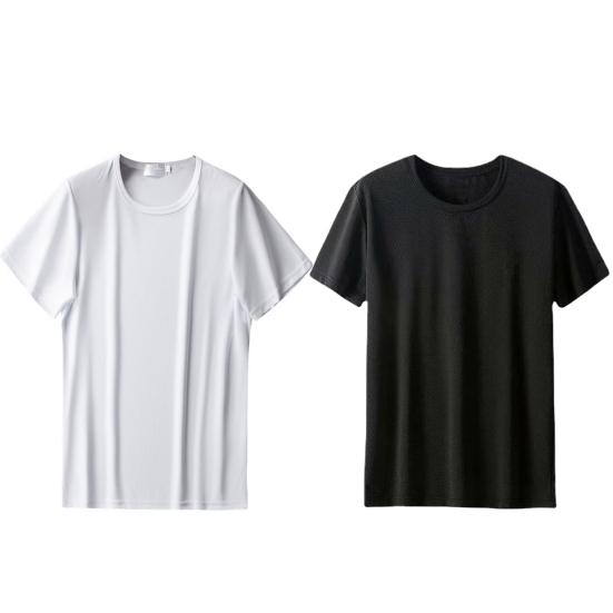 Men Pullover Breathable Quick Dry Ice Silk Mesh Loose Everyday Wearing Cotton O-neck Short Sleeve Men T-Shirt Summer Accessories