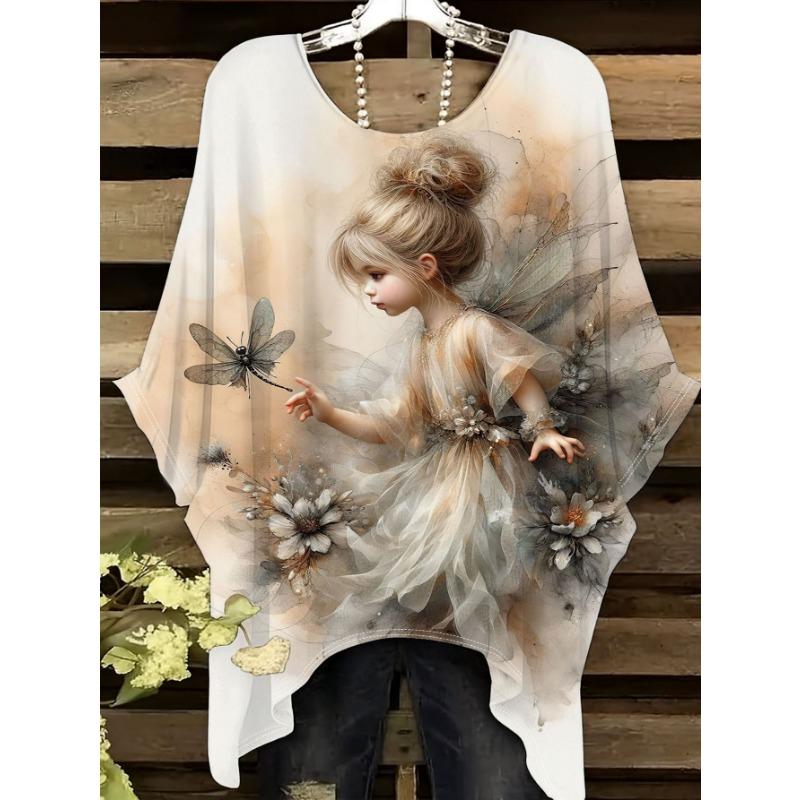 

Women s Bohemian Floral Print T-Shirt - Elegant Retro Design with Vibrant Rose & Leaf Pattern Casual Crew Neck Machine Washable 5XL