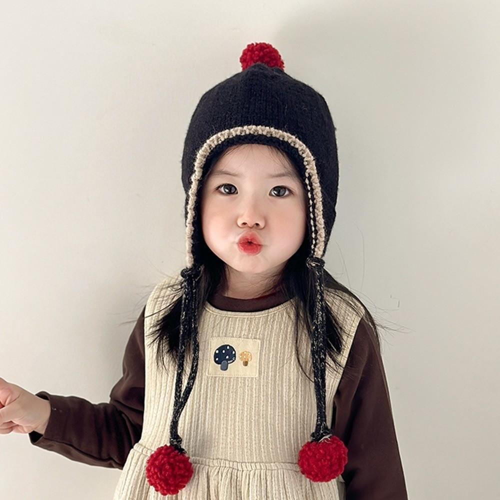 Winter Baby Beanie Cap Tassel Ear Protection Hat Sweet Baby Knitted Cap  Kids