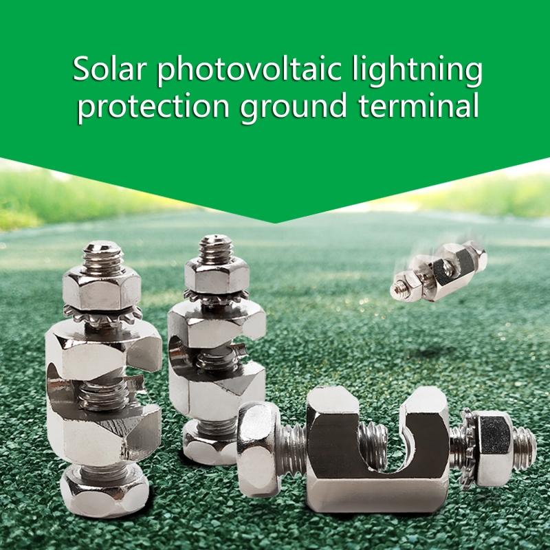 2x Solar Panel Photovoltaic Bolt-On Coupling Earthing Ground Lug Cable Clip