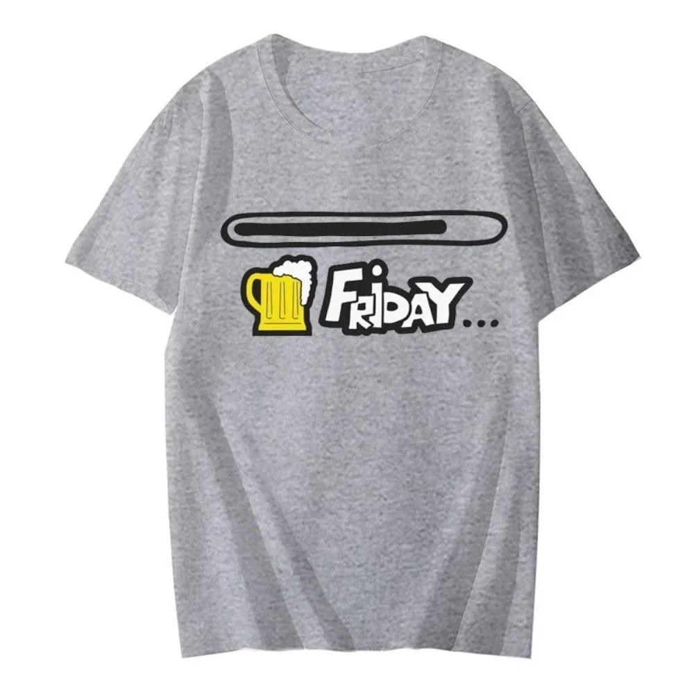 Mens Clothes Beer Friday Classic T-shirts Male Tee Short Sleeve Tshirt Hip Hop Tops Funny Graphic Y2k Oversized Men Streetwear