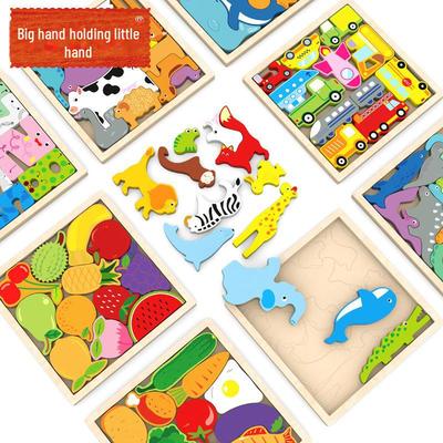 Puzzle di animali Tetris in legno 3D creativo educativo per bambini, giocattolo da costruzione