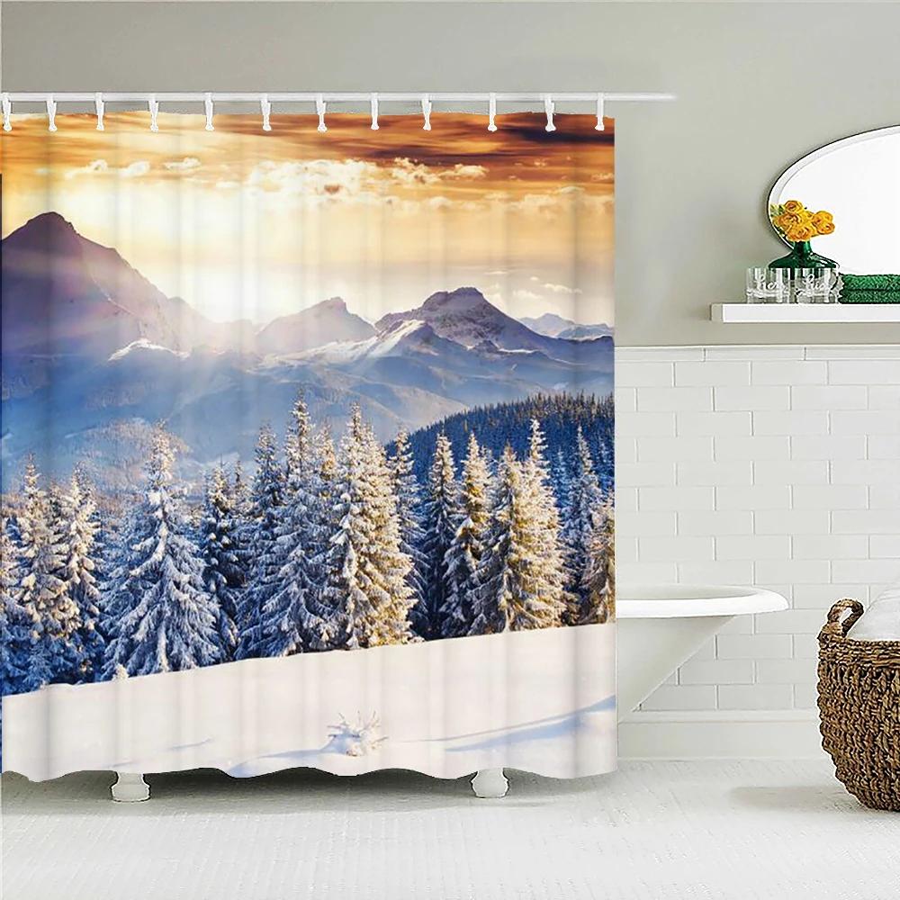 Wald Naturlandschaft Duschvorhänge Hochwertiger wasserdichter Duschvorhang Baumlandschaft Badezimmervorhang Polyesterstoff