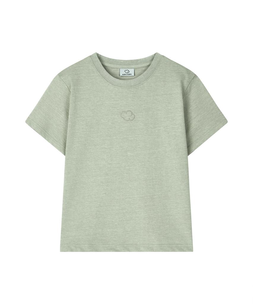 Peullupipeullupi Pigment Logo Semi-Crop T-Shirt_Sage Green