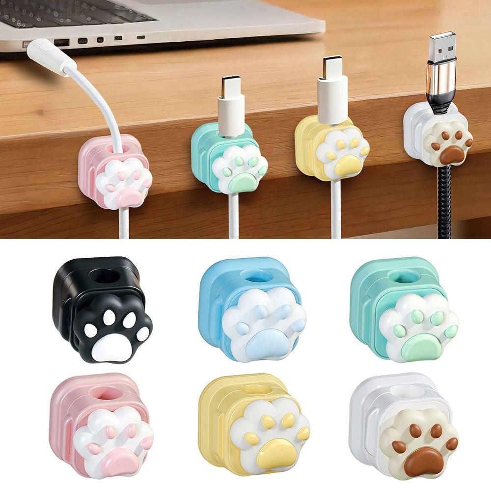 5pcs 3D Cat Claw Charging Line Winder Magnetic Cable Holder Multi-functional Cable Clip Buckle