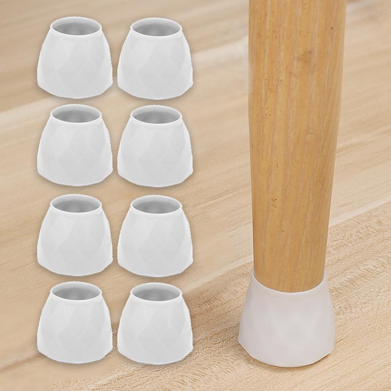 

4-40pcs Silicone Table Leg Protective Cover Anti Scratch Table Leg Foot Caps Flexible Mat Floor Protectors Furniture Paddings 4pcs белый