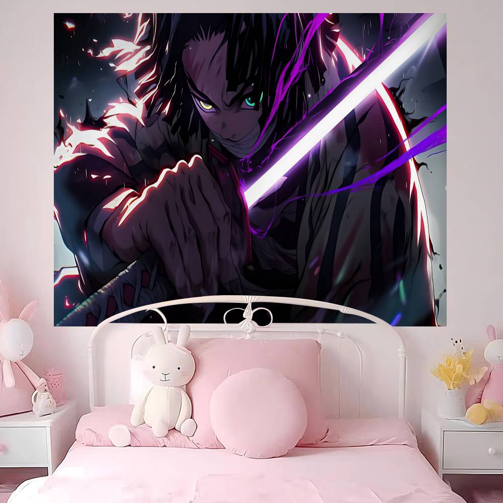 Anime Demon Slayer Kochou Shinobu Cartoon Tapestry Wall Hanging Decoration Household Home Decor