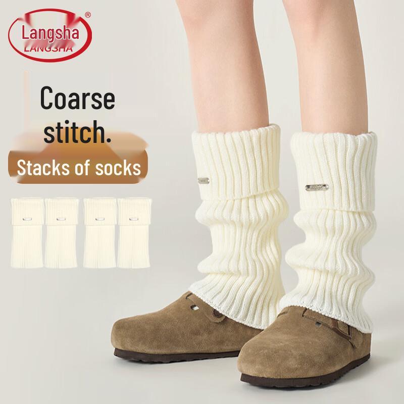 Langsha Women s Chunky Knit Slouchy Leg Warmers One Size