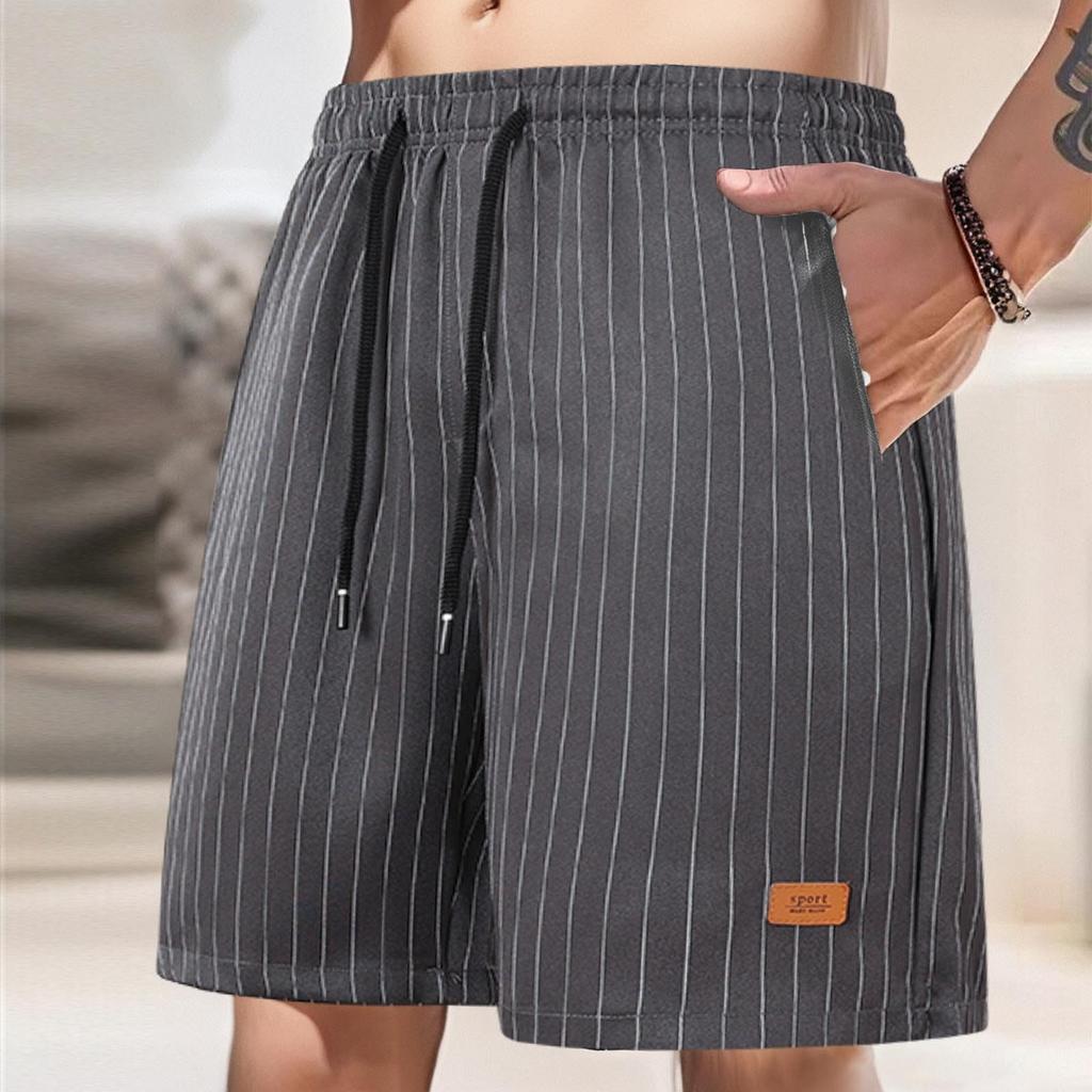 Men's Lace-up Breathable Quick Striped Dry Sweatpants Men's Cargo Shorts Casual Pants