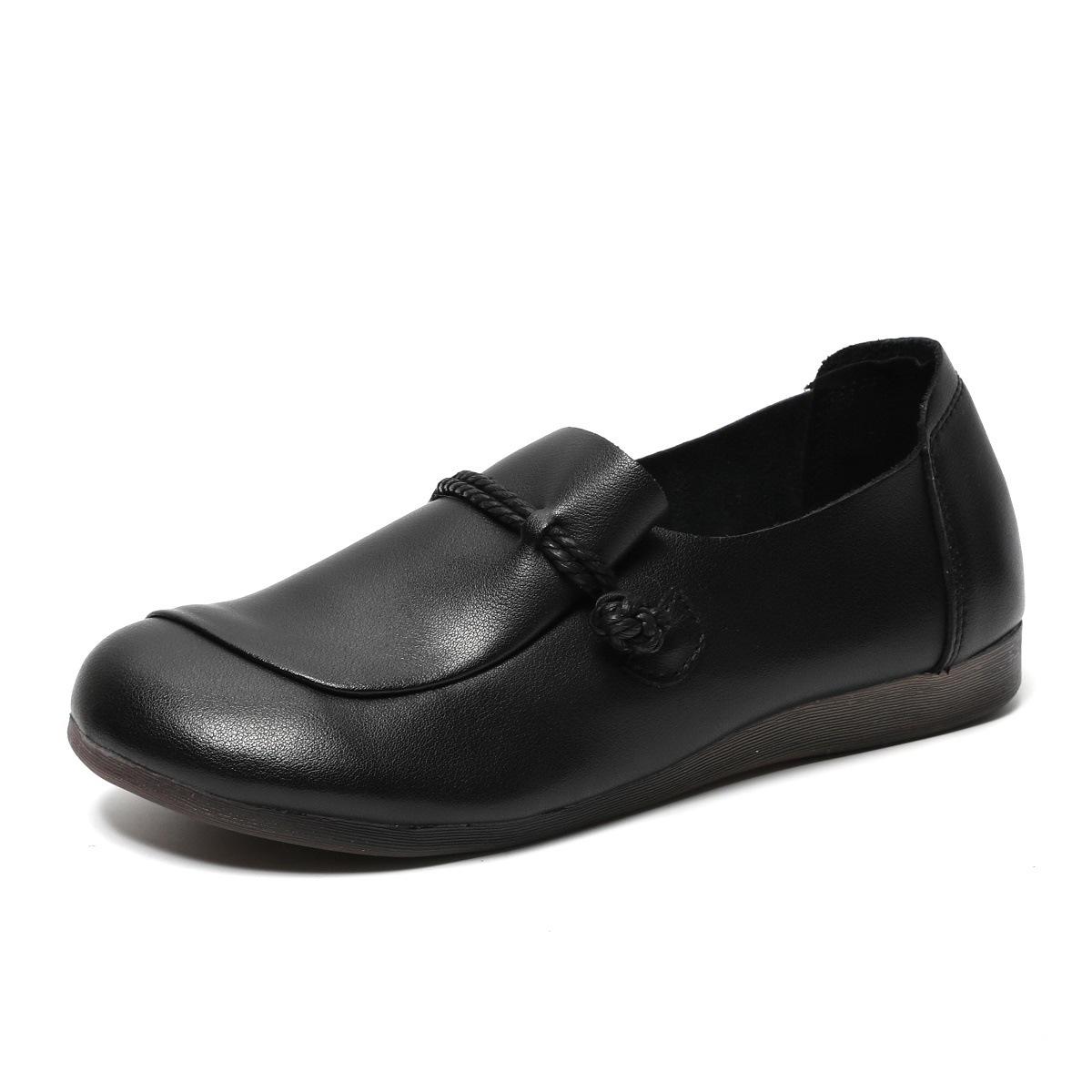 

Обувь для матери, 3 весенние туфли в горошек с мягкой подошвой, кожаные туфли среднего и пожилого возраста на плоской подошве, женские туфли на плоской подошве 35