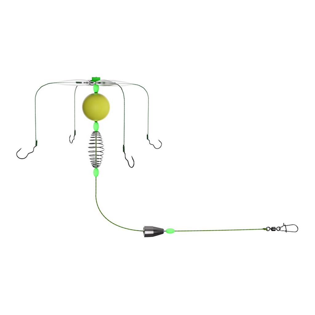 Rybářská krmítková sestava se 4 háčky a splávkem Návazec Krmítko Košík Past Rybářský háček Návazec proti zamotání Krmítko Košík Splávek