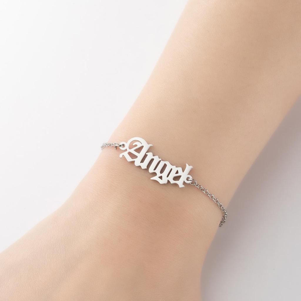 2024 European Retro Gothic Angel 'Babygirl' Love Letter Bracelet for Couples