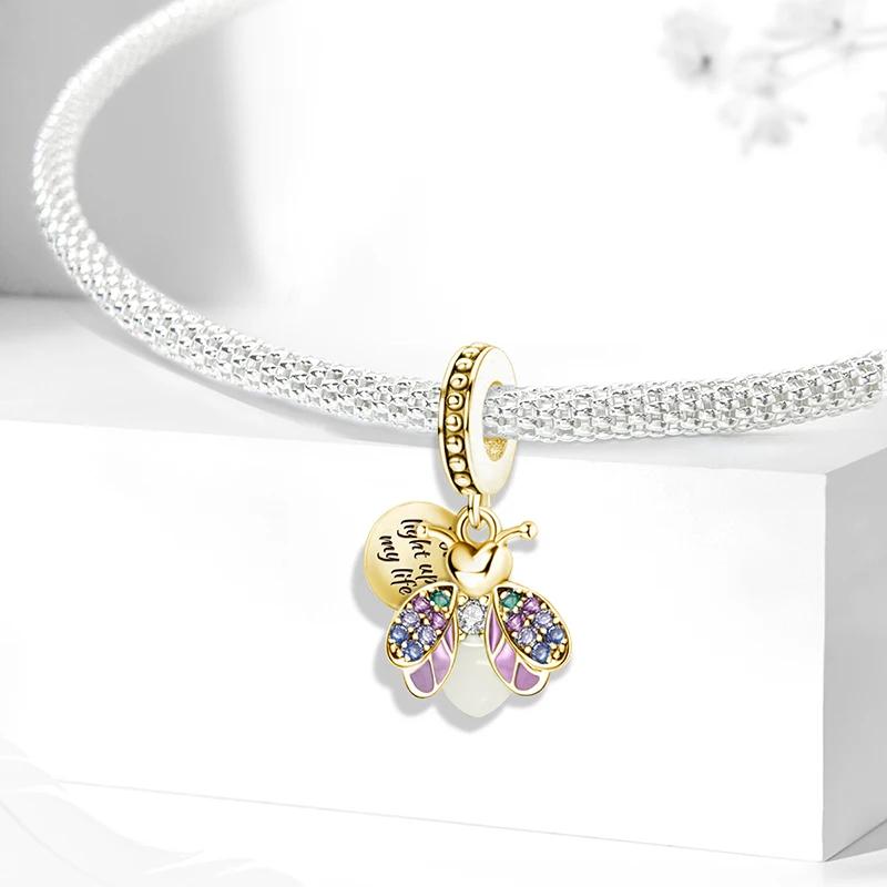 Copper Luminous Colorful Fireflies Charms Beads Animal Insect Fit Diy Bracelet Making Gift Of Personalized Jewelry