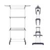 Folding Towel Rack with Retractable Double Rod for Balcony and Floor Drying