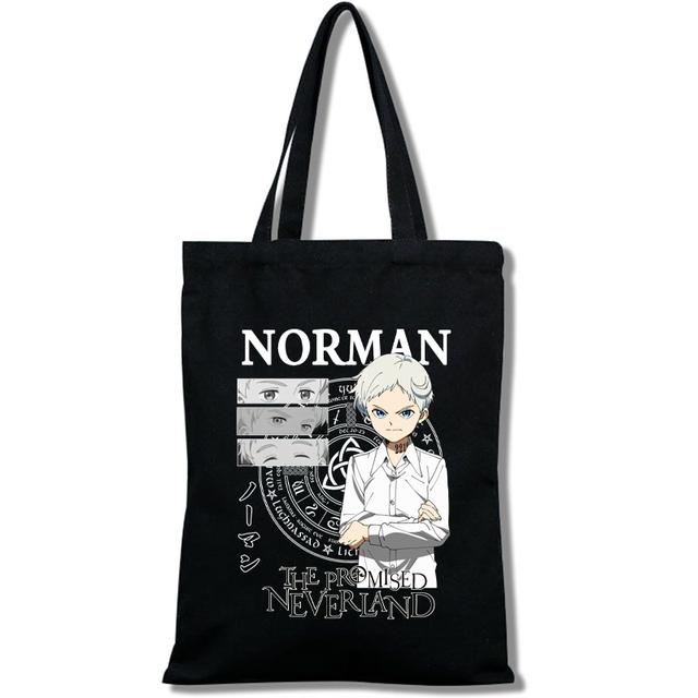 Fashion Anime The Promised Neverland  Men Women Reusable Shopping Bag Cartoon Print Eco-Friendly Canvas Tote Bag