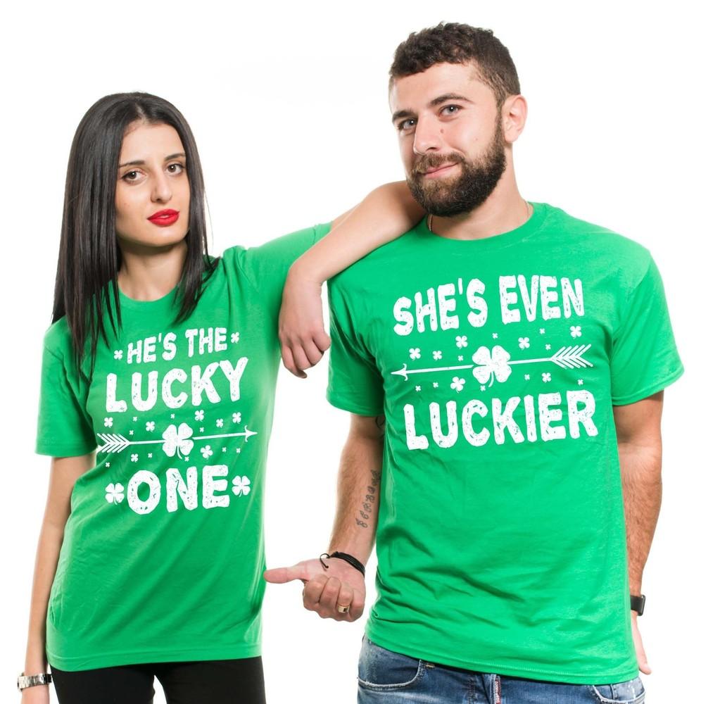 Saint Patricks Day Shirts Lucky Couple Matching Shirts Irish Couple Party Tees Unisex T-Shirt XXXXL