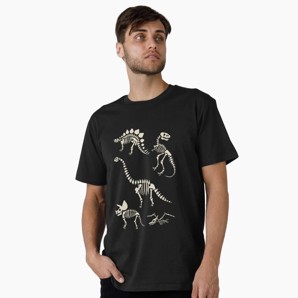 Dinosaur Fossils in Black Casual TShirt Mens and Womens Luxury Brand Top