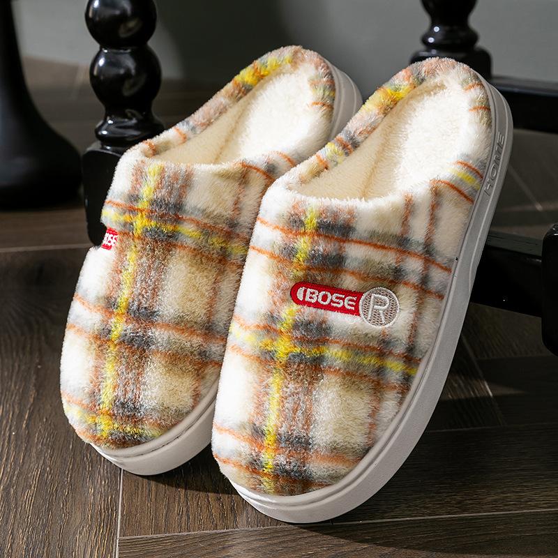 Cotton slippers women's home autumn and winter thick bottom non-slip warm and comfortable indoor fluff cotton mop men's fleece thicker
