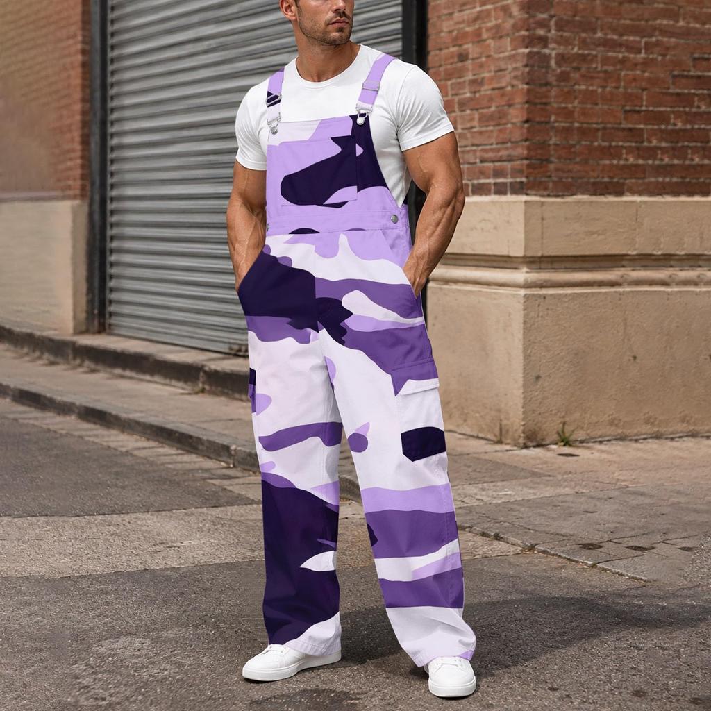 Men's Loose Fit Cargo Overalls, Wide Leg Jumpsuit with Multi-Function Cargo Pockets for Work and Daily Wear