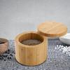 Bamboo Salt Pepper Seasoning Jars Set Wooden Condiment Storage Box with Lid Multi Bowls Function