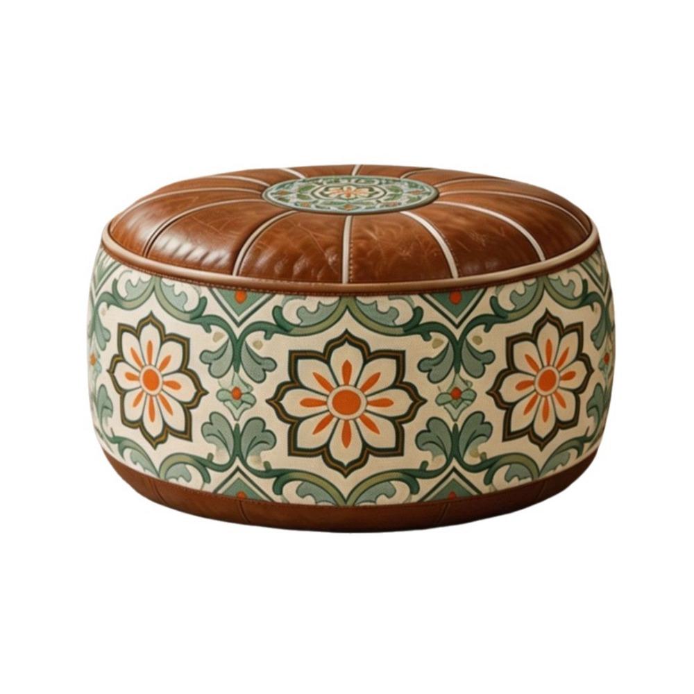 Boho Stil Sofa Hockerbezug Ungefüllte Kleideraufbewahrungstasche Runder Hockerbezug Schlafzimmer