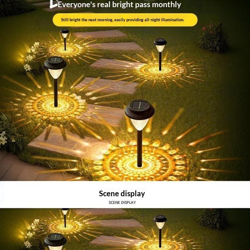 Outdoor Solar Pathway Lights RGB Color Changing Projection Dusk to Dawn for Yard Walkway Landscape Decoration