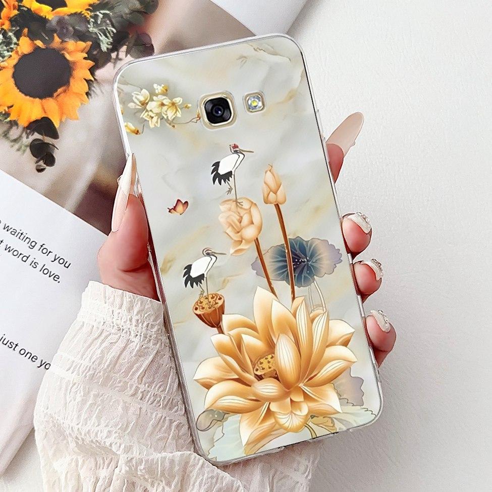 Clear For Samsung A5 2017 Case A520F Cute Cat Fashion Flower Funny Cool Painted Back Cover For Samsung Galaxy A5 2017 Phone Case