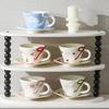 Underglaze Three-dimensional Bow Ceramic Coffee Cup and Saucer Set Large-capacity Latte Cup Love Souvenir Water Cup
