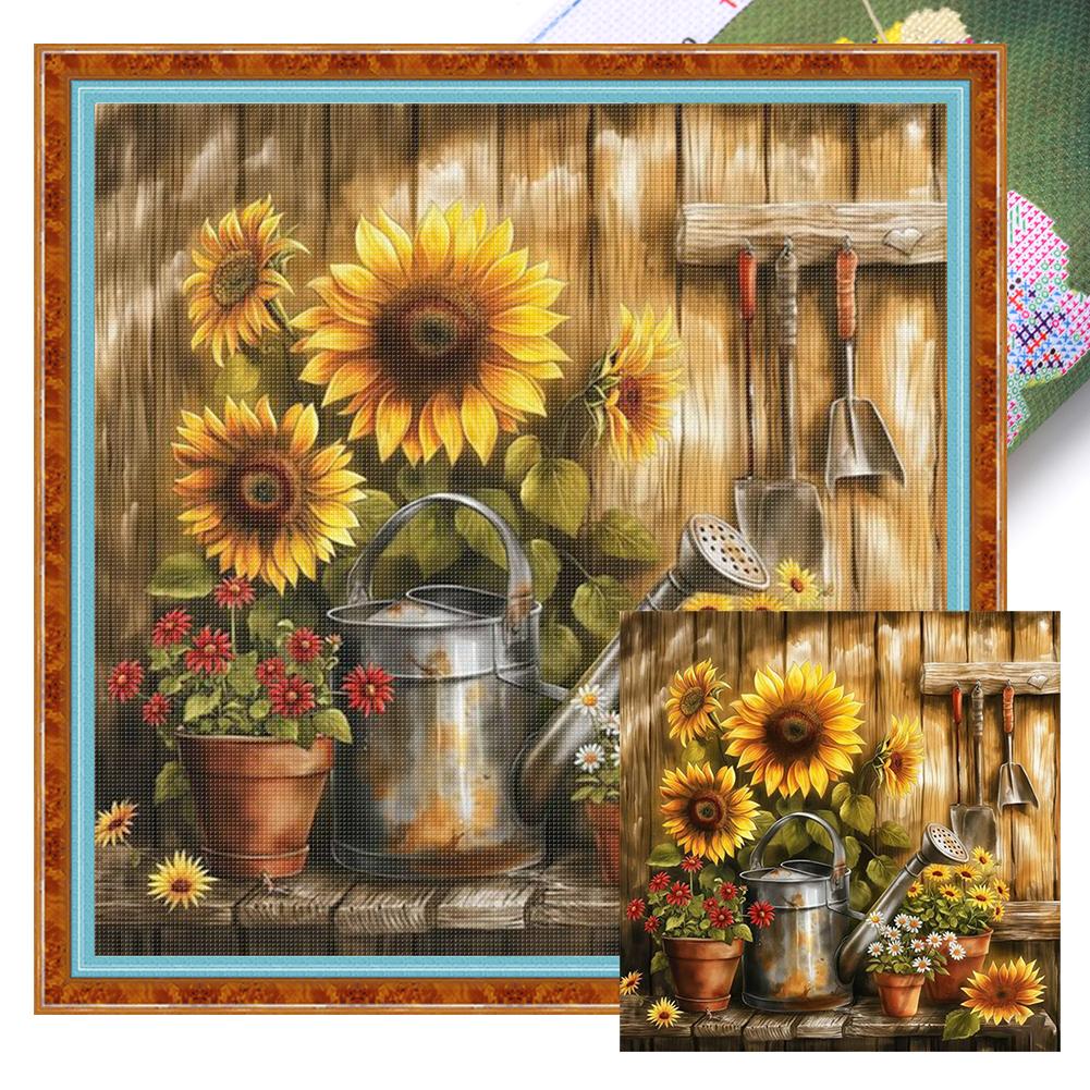Scenery Printed Cross Stitch Kit 40x40cm DIY 11CT Embroidery Craft Set Decor