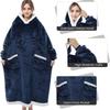 1pcs Hooded Flannel Wearable Blanket Oversized Long Lazy TV Blanket for Home with Fleece Ultra Comfortable Household Supplies