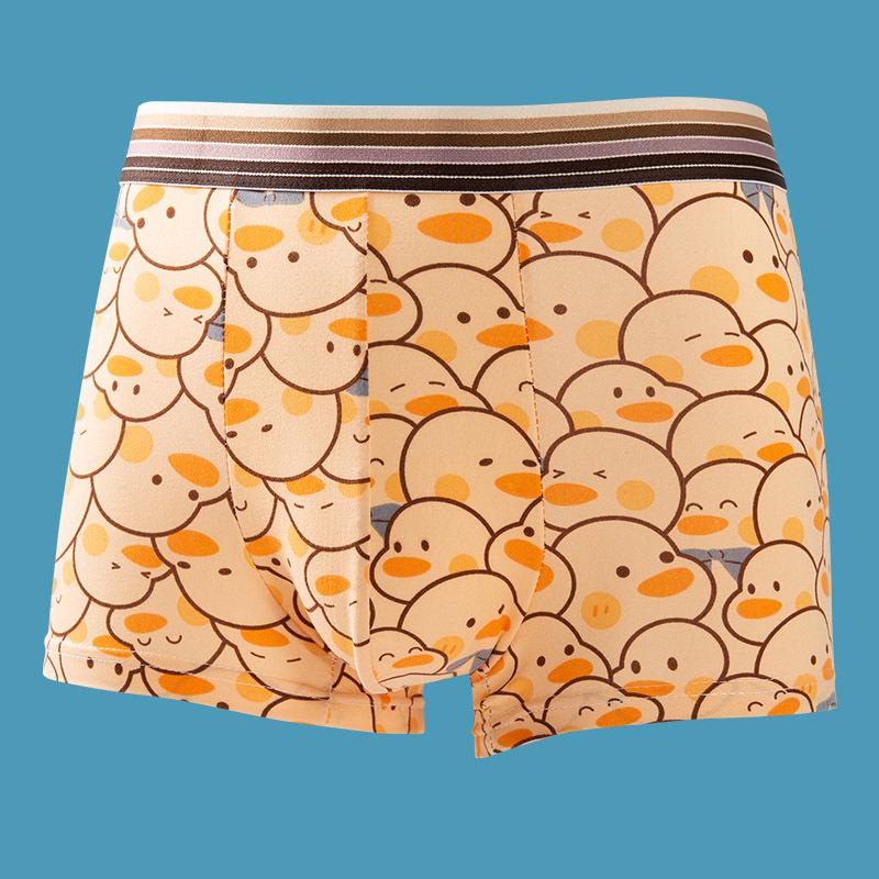 Men's Cartoon Summer Flat-Leg Antibacterial Briefs - Trendy Personality Four-Corner Shorts