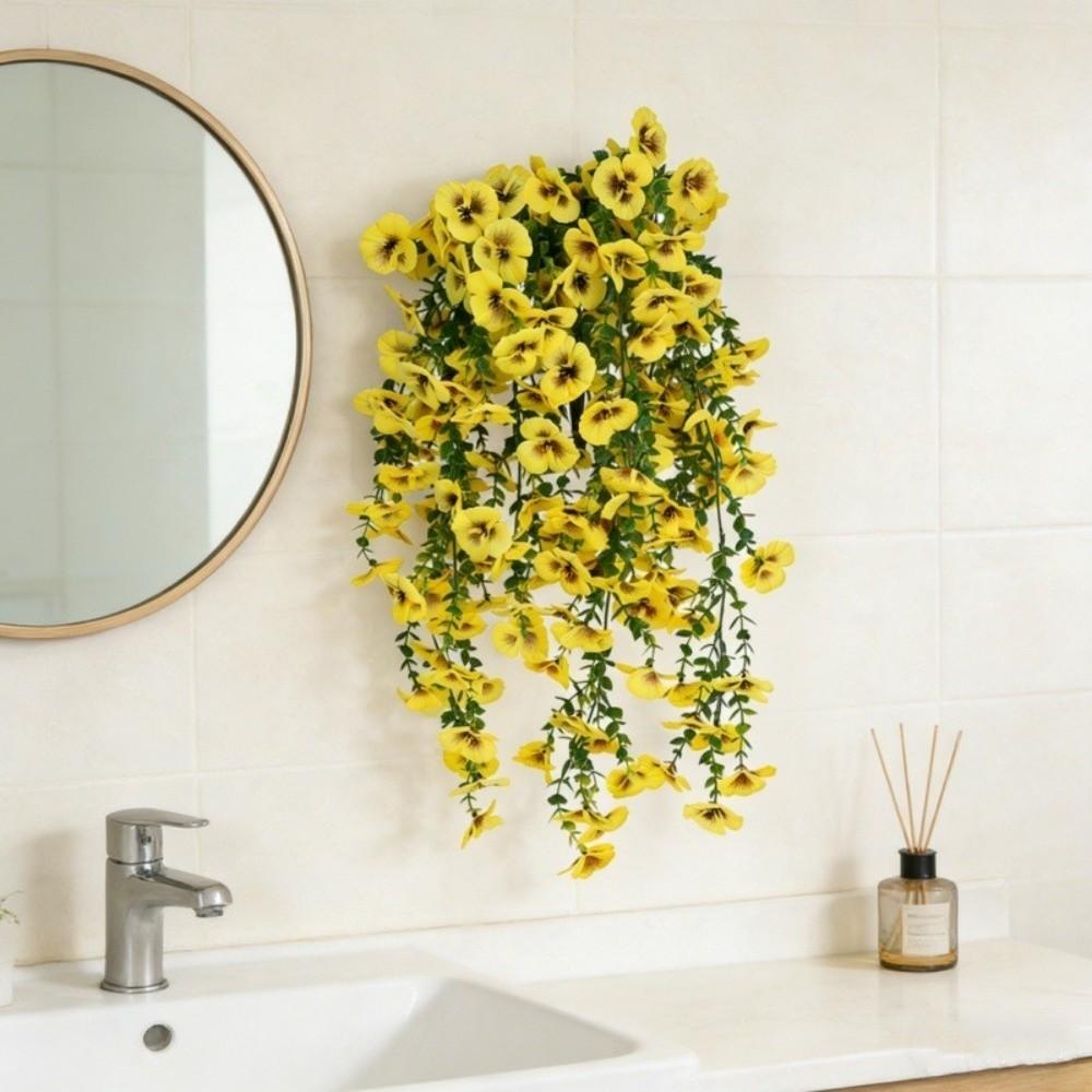 New Multicolor Artificial Flower DIY Lifelike Fake Flower Hanging Viola Tricolor Plants Wreath Wall Hanging Ornament