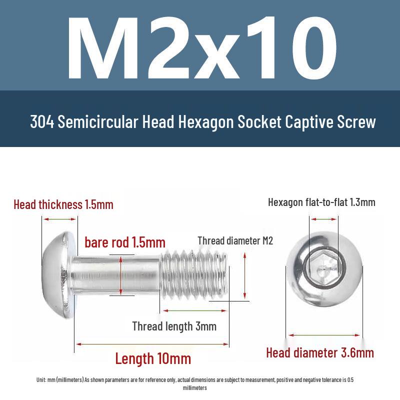 Yigu 304 Stainless Steel Anti-Loosening Hex Socket Captive Screws - M2/M3