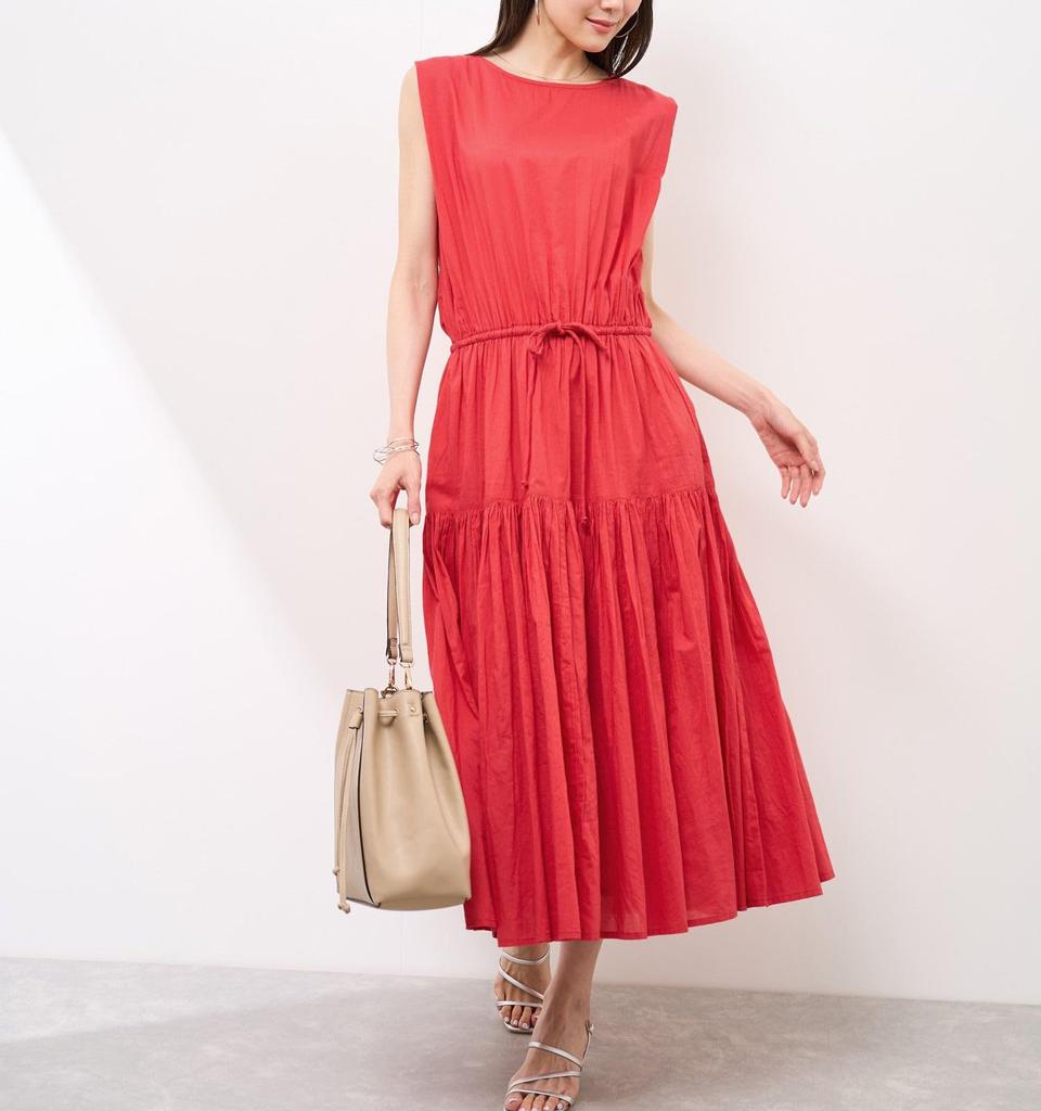 Seil Picknick Baumwollvoile Stufig Koordiniert GDE15800 Rot Größe 38 Kleid/Link Damen (60)