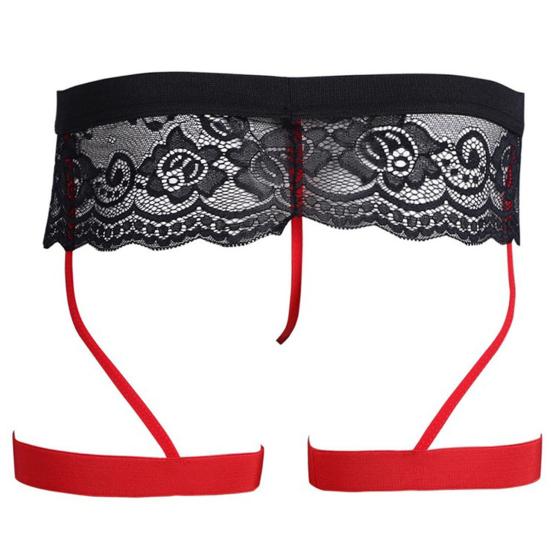 Men Club Garter Boxers U Convex Breathable Bouncy Solid Color Lace Clubwear See-through Flower Embroidery Nightclub Boxers Inner Wear Clothes