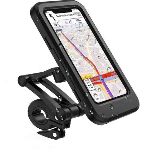Bike Phone Holder Waterproof Motorcycle Phone Holder with TPU Touch Screen 360 Degree Universal Bicycle Mobile Mount for iPhone ABS чёрный
