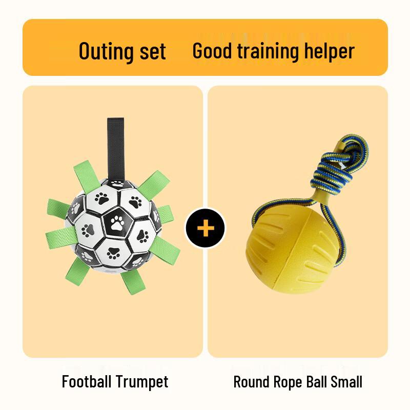 Interactive Squeaky Dog Football with Rope