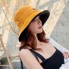 Damen Sommer Doppelseitig Tragbarer Fischerhut mit Breiter Krempe Outdoor Faltbarer Flacher Oberseite Panama Fischerhut Damen Reise Strand Visierhüte