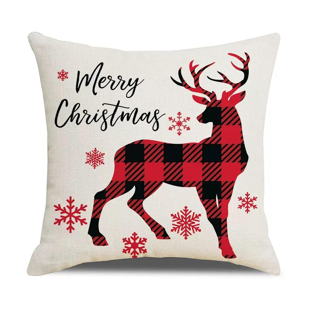 Christmas Pillowcase Christmas Red Plaid Home Holiday Decoration Pillow Cushion Cover
