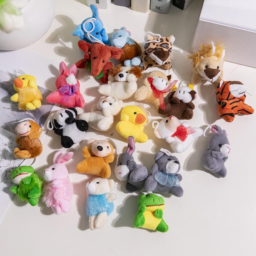 24Pcs Cartoon Mini Animal Plush Toys Children Favor Doll Kawaii Keychain For Kid Birthday Christmas Party Gifts