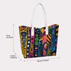 Bohemian Graffiti Print Tote Bag Casual Large Capacity Daily Outdoor Carry Bag Colorful Pattern Stylish Shoulder Bag