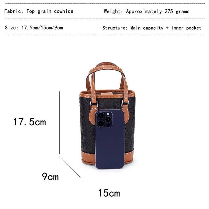 Luxury Women Cross Body Bags Trendy Genuine Cow Leather Lunch Bag Bucket Bag Food Basket Amazon Picnic Handbag Soft Top-handle