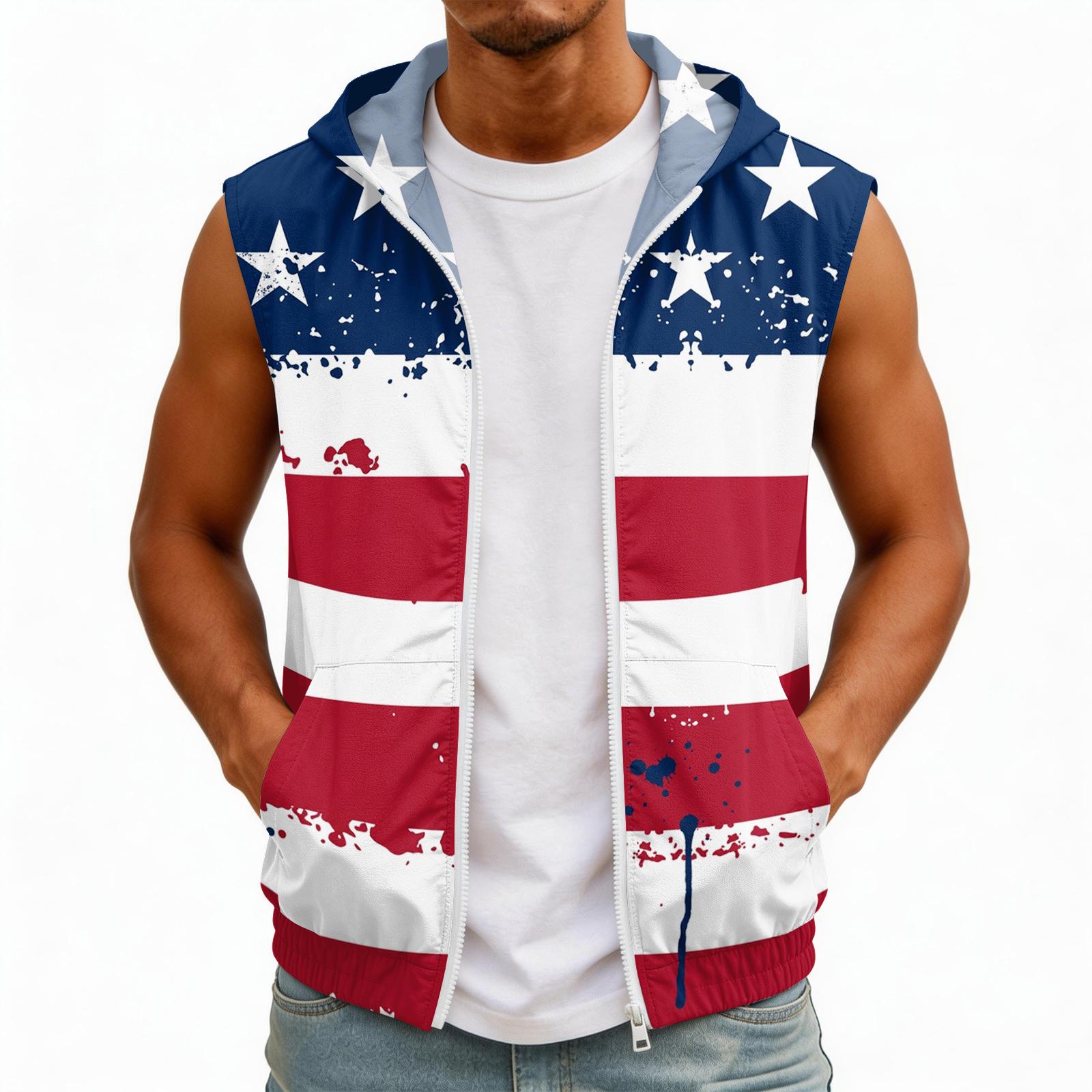 

Men s Color Sleeveless Hooded Sun Top With Pockets XL білий