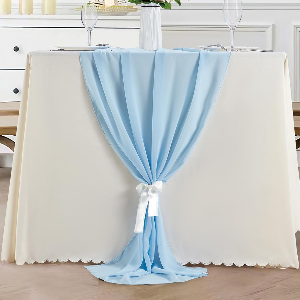 1PC/4PCS Chiffon Table Runner 30x300cm Sheer Romantic Table Runner for Wedding Birthday Party Bridal Shower Outdoor Decoration