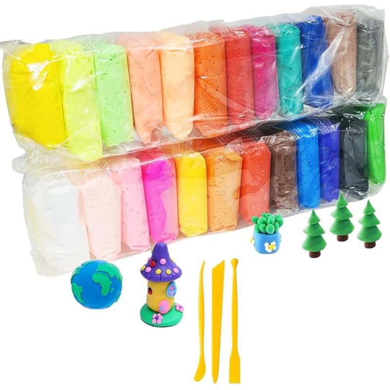 Eclet (Pack Of 24) Air Dry Clay, Colorful Children Soft Clay, Creative Art Crafts, Gifts For Kids-Multi Color. Non-Toxic